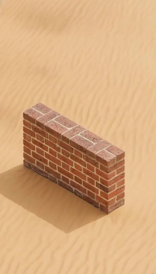 The start frame: a brick wall in the desert
